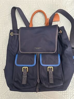 Tory Burch Navy Backpack with Blue Trim